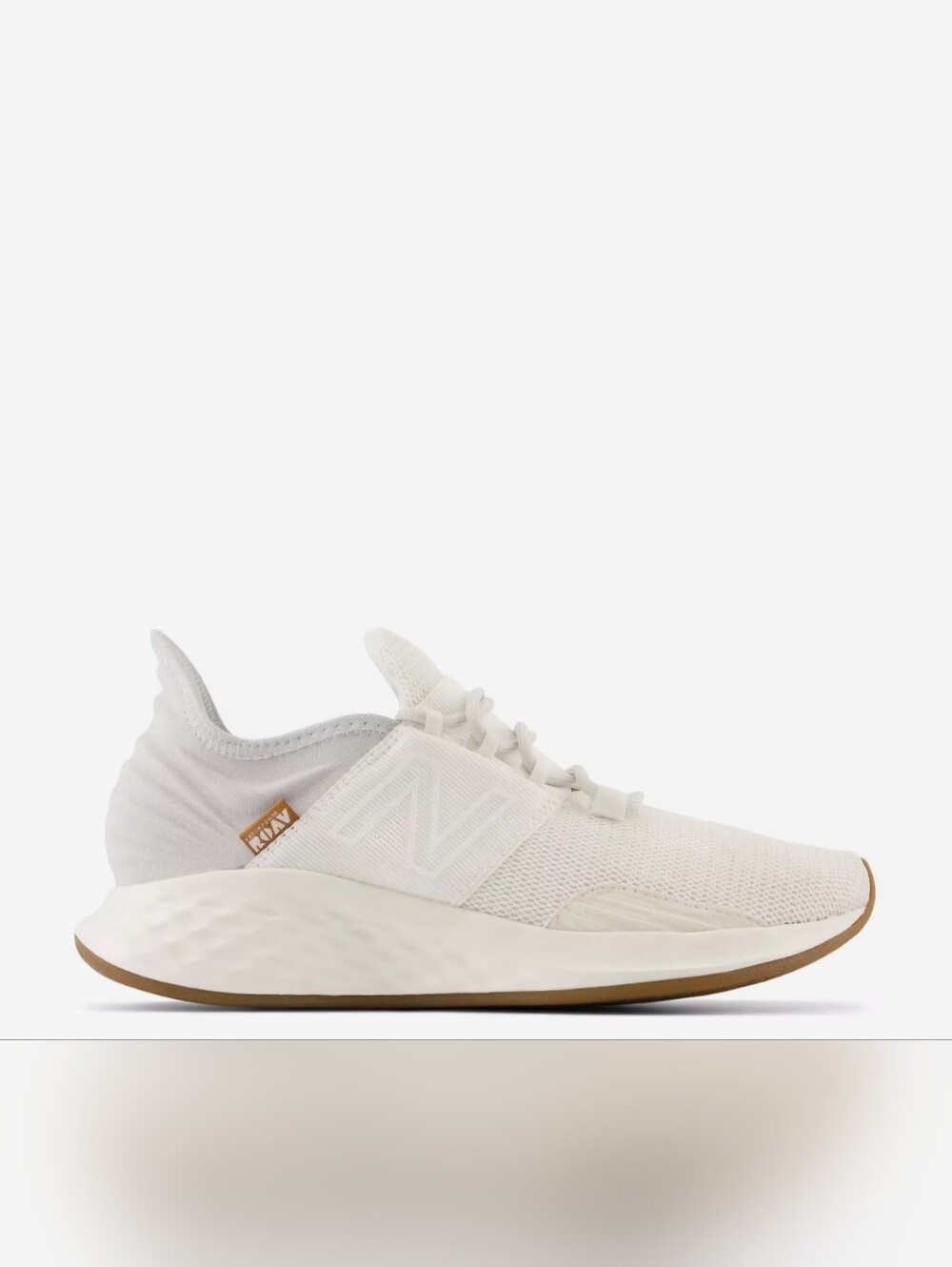 New Balance White Knit Runner with Gum Accent